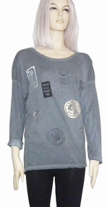 Sensi Wear sale shirt met badgesprint longsleeve, antraciet